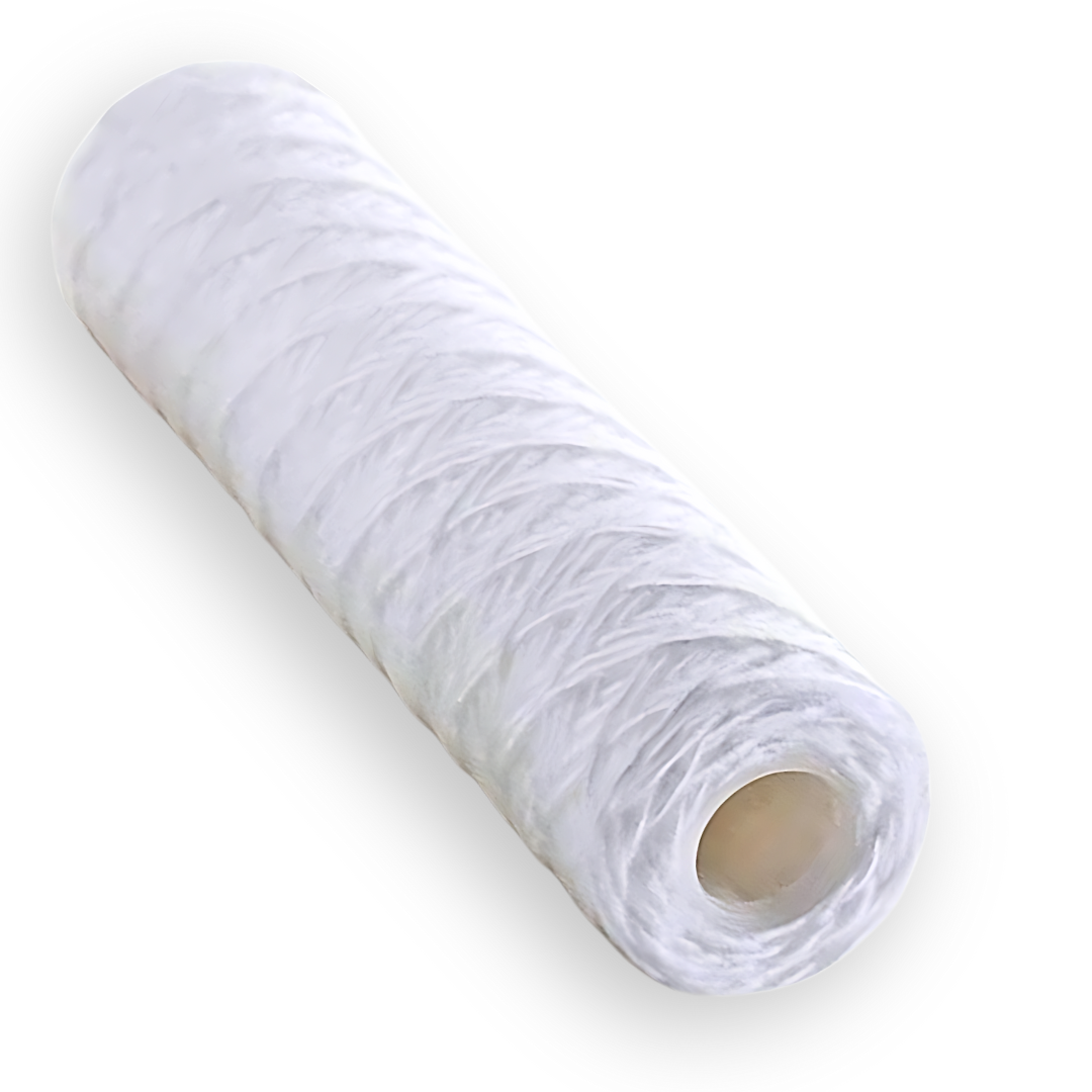 Wound filter cartridge for water filtration systems.