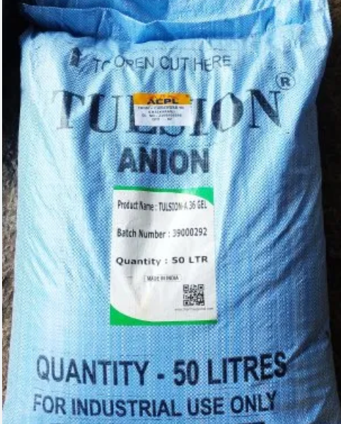 Thermax A-36 Gel, strong base anion exchange resin with light yellow to tan beads, for demineralization in water treatment systems.