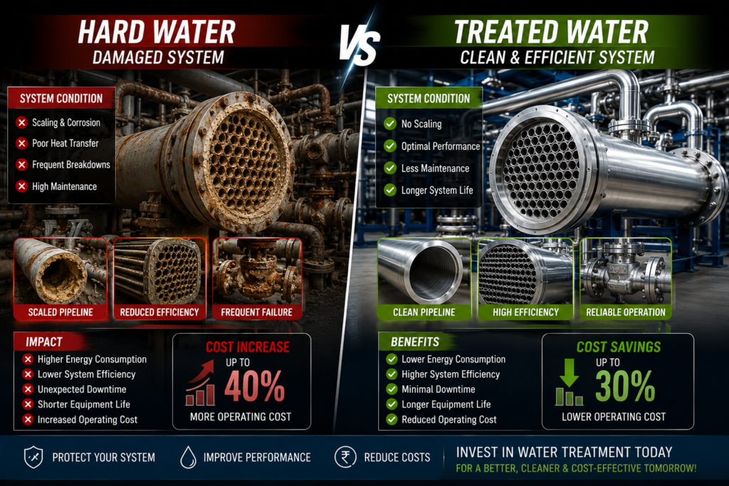 hard water industrial system versus clean treated water system